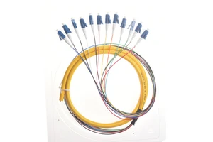 Optic Fiber Ribbon Pigtail Cable LC APC UPC 12 Cores Fan-Out Fiber Optical Pigtail G657A2 PVC/LSZH
