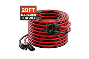 20FT Solar Panel Extension Cable 10AWG Female Male Waterproof Connectors 6mm2PV Cable Power Cords & Extension Cords