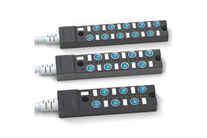 DIWEI Automotive Assembly Line Sensor Hub M8/M12 I/O Distribution Cable Connector 4-12 Ports Circular DIN Power Copper Gold