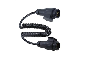 Drum 13 Core Spiral Trailer Cable 13 Pin Male/Female Pulgs Electrical Power Coil 3M Length Black Copper Conductor 12-24V for