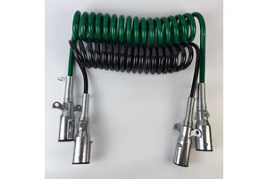 New Seven Core Heavy Duty Trailer Spring Cord 7-Wire Coil Light Extension Connecting Cable (Black Green) for Semi Truck