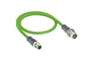 M12 Industrial Ethernet Data Cordset : Male/Female Straight D-Coded 4 Pole IP67 Cat 5e Profinet Type C PUR Communication Cables
