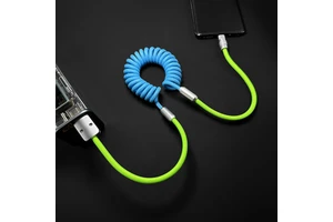 New Spring Coiled Spiral Curly Soft Braided PD60/100W 3A Fast Charging USB-C Type-C 1m Phone Charging Cable for iPhone 15/16