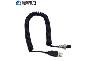 USB a Male to M12 GX12 3Pin 4Pin Female Aviation Waterproof Power Spiral PUR Coiled PU Spring Cable PU Cable