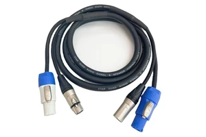 Stage Lighting 3x 1.5 square Power Cord Blue and White Plug DMX512 signal Line Power Amplifier Mixer Beam