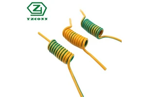 YZlink Custom Spring Cable Coiled Spiral Yellow-green Earth Cable Ground Wire for Electrical Door