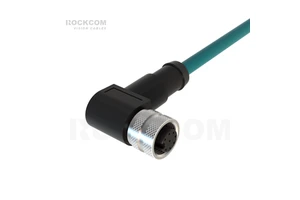 M12 A-Code 8Pin Female Right Angle to Flying Leads IP67 VW-1 Industrial Camera I/O Power Cable