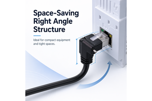 Right Angle RJ45 Ethernet Cable with Screw Lock | 90 Degree Industrial Network Cable for Compact Equipment
