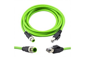 M12 RJ45 Industrial Ethernet Cable Automation Systems Interconnect 4-Pin D Code Male Shielded Cat5e SFTP 24 AWG 3M/10Ft