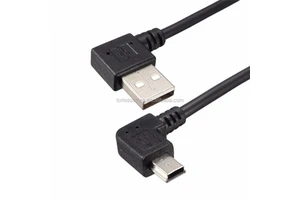 Braided Shielded USB 2.0 a Male Right Angled 90 Degree to Mini USB Male Cable