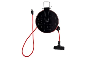 Retractable Extension Cord Reel DL600 with 3 Nema Plugs 30FT Cable Length 10A Rated Current for Industrial Use