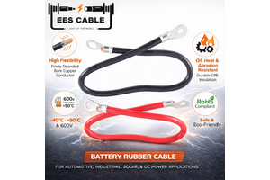 600V 6 4 2 1/0 2/0 4/0AWG Solid Pure Copper Auto Battery Cable Rubber Insulated High Flexibility for Car RV Boat Solar