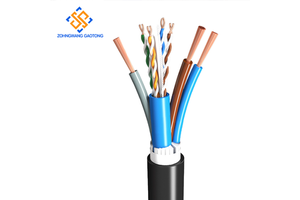 Cat6 Copper PVC Non-Shielded 300V 15A Hybrid Power/Signal Siamese Cable For IP Camera CCTV & Wireless AP System Installation