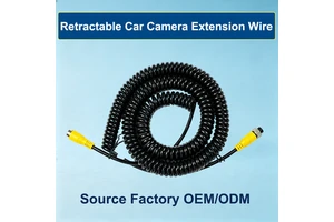 Waterproof Retractable Coiled 4 Pin Aviation Extension Cable Shielded Spiral Spring Wire for Truck Trailer Camera Factory Custom