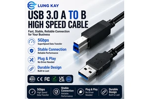 LUNG KAY USB 3.0 Type A To B Printer Cable 5Gbps Double Shielded 28/24AWG Data Connection Cord For Scanner HP Canon OEM