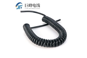 High Resilience TPU Spiral Cable 16awg 3 Pin Spring Electrical Wire Retractable Extension Lead for Medical Equipment