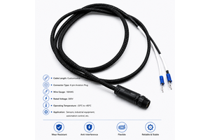 Wholesale 4 Pin Waterproof Aviation Connector Braided Sleeve Spade Terminal Wire Harness Cable Assembly For Power Supply