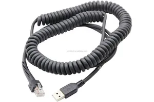 USB RJ45 Coiled Spiral Extension Cable Braid PVC for Motorola Symbol Barcode Scanner LS2208 LS1203 LS4208 LS4278 DS6707 DS6708