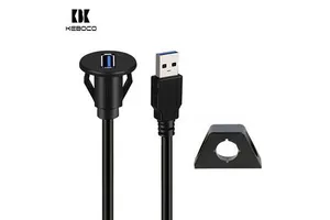 Manufacturer QC3.0 USB 3.0 Single Port Car Panel Mount Cable Braid Shielded Flush Extension Male Female for Camera Computer Use