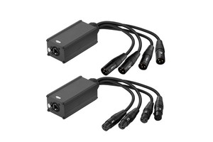 Bochara 25cm RJ45 to 4 Channel 3Pin XLR Audio/DMX Over Network Cable Extender for Stage Sound Lighting and Recording Studio