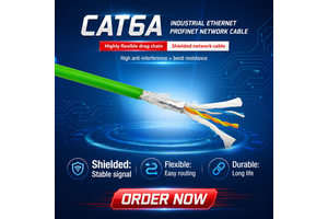 Industrial Grade 4 Core Shielded Cat5e Ethernet Cable HDPE Insulation OFC for Automation Control System.