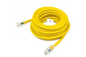 US NEMA 5-15P 5-15R 25ft/50ft/75ft/100ft Heavy Duty Lighted IP65 Rated ETL Certified Industrial Use Outdoor Yellow Power