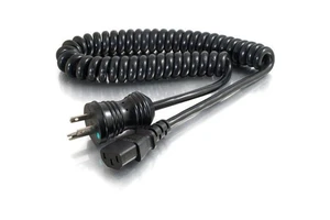 Custom USA 18 AWG Coiled Hospital Grade Power Cord NEMA 5-15P to IEC 320 C13 Medical Grade Spiral Power Cable