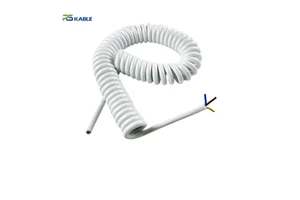 Custom ROUSHENG Industrial Copper Coiled Spiral Cable 2-8 Core PVC Insulation Power Signal Cable IP67 Rated 220V