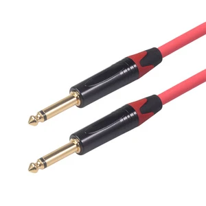 Gold Plated Double Shielded Copper Conductor Audio Cable Noise Reduction Dual Core Male-Male Mono Electric Guitar Microphone