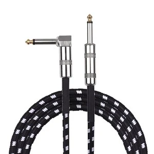 Guitar Cable 6.35mm (1/4 Inch) TS Straight to Right Angle Instrument Cable Male to Male Plug Audio Cord for Electric Guitar Bass
