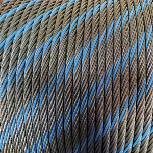 Manufacturer Steel Wire Rope With Blue Strand Asphalt Coating A1 A2 Grease Wire Cable 35x7 6x36 7*1919*7 Galvanized Crane Use