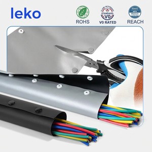 Cable Sleeve PVC Button Snap Wrap Reusable Industrial Wire Protector Flexible Harness Cover UL94-V0
