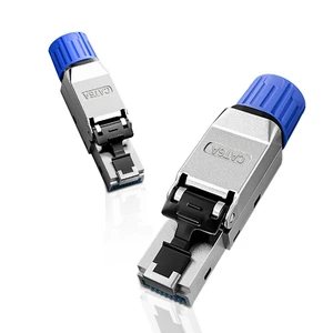 Cat6A Network Connector Shielded 10Gbps Transmission Lan Plugs Gold-Plated 500Mhz 23AWG Cable Rj45 Connector