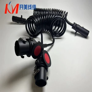 Kai Mei TC-015 7 Pin Insulated Spiral Cable Wind Powered Trailer Truck Telescopic Wire Black Jacket Copper Conductor 450/750V