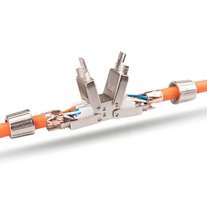 Linkwylan Fast Tool-Free Connection Adapter Reusable RJ45 Fast Toolless Shielded Cat6A Cat7 Cable Extension Ethernet Connectors