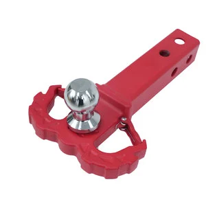 Professional Multi-Function Towing Ball Mount OEM Logo Forged Alloy Steel Double Recovery Hook Hitch Kit Black Red 50 lb