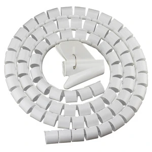 Factory Direct 1.5M Spiral Cable Wrap Organizer Sleeve Cuttable Wire Management Tube with ABS Clip for Desk TV PC Cables