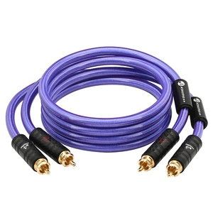 Dual RCA Male Male Audio Cable Gold-plated Connectors OCC Sterling Silver Plated Conductor for Speaker Guitar Use CE for