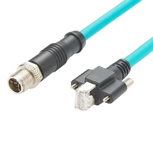 Premier Cable CAT6A M12 8 Position X-Code Male Female Panel Mount High Flex Gold-Plated Contacts IP67 Industrial Ethernet 120V