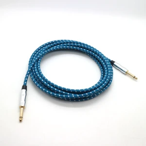 Wholesale OEM 3m/5m/10m Colored Braided PVC/Nylon Guitar Cables 1/4-inch Gold-Plated Foil Shielded Stereo Balanced Audio Cables