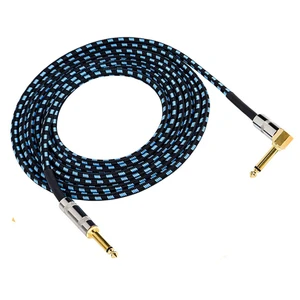 10FT Braided Lead Cable Guitar 6.3 MM Cable Instrumento De Guitarra L Type Plug Bass Keyboard Instrument Cable Cord