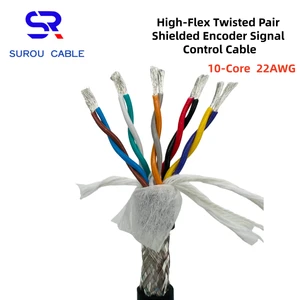PMS 2464 22AWG 10-Core Highly Flexible Single Pair Twisted Shielded Signal Cable Encoder Cable Automation Equipment Cable