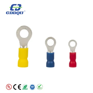 Insulated PVC Insulation Tin Plated 400V Rated Easy Entry Ring Trminal Wire Crimp Copper Connector Screw Terminal RE2-4