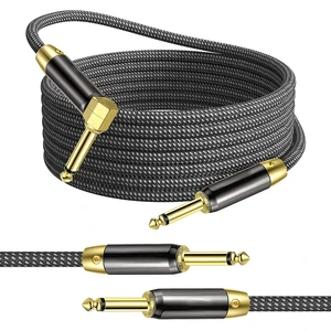 Manufacturer Wholesale Woven Right Angle 6.35mm to 1/4 Inch TS Guitar Cable Braided Electric Instrument Guitar Cables