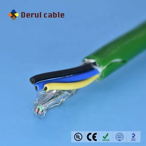 DERUL DERUL-3112 5 Cores Copper Conductor Shielded Flexible Chain Robot Servo Cable Outdoor Industrial 300-500V High Tensile PUR