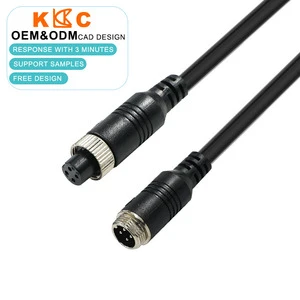 4-Pin Aviation Coiled Trailer Cable for RV Backup Camera Heavy Duty Spiral Extension Cord Rearview System Video Connector Cable