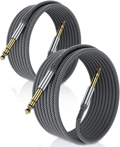 OEM Manufacturer's Stylish 6.35 mm Gray Braided 1/4 Inch Instrument Cable for Guitar Power Amplifier Microphone-Gold-Plated Plug