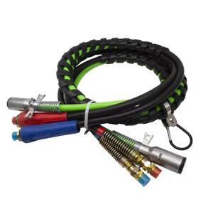 WJH 12 ft 3-in-1 ABS Power Air Line Hose Kit Semi Truck Airline Air Hose Wrap for Trailer Parts Accessories for Semi Trailers