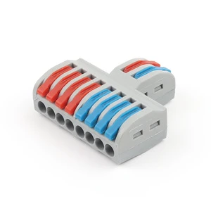 2 in 8 Out Lever Compact Wire Connectors Butt Terminal Block Splice Wiring Push-in Cable Connector Used for Online 28-12 AWG