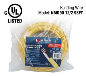 Linsheng NMD90 12/2 30m(98FT) PVC Solid Copper Electrical Building Wire UL Listed Power Cables For Building Wiring